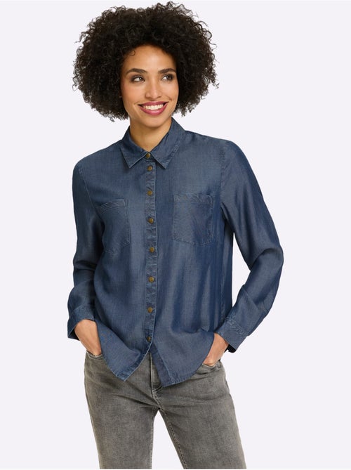 Chemisier à Manches Longues Qualité Denim - Taille Standard - Helline - Kiabi Chemisier à Manches Longues Qualité Denim - Taille Standard - Helline - Kiabi