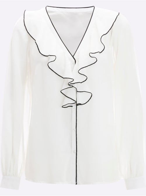 Chemisier à Manches Longues Volants à L'encolure - Taille Standard - Moda Vilona - Lot de 2 - Kiabi