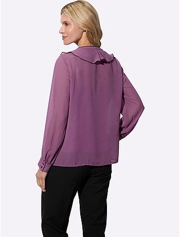 Chemisier à Manches Longues Volants à L'encolure - Taille Standard - Moda Vilona - Lot de 2