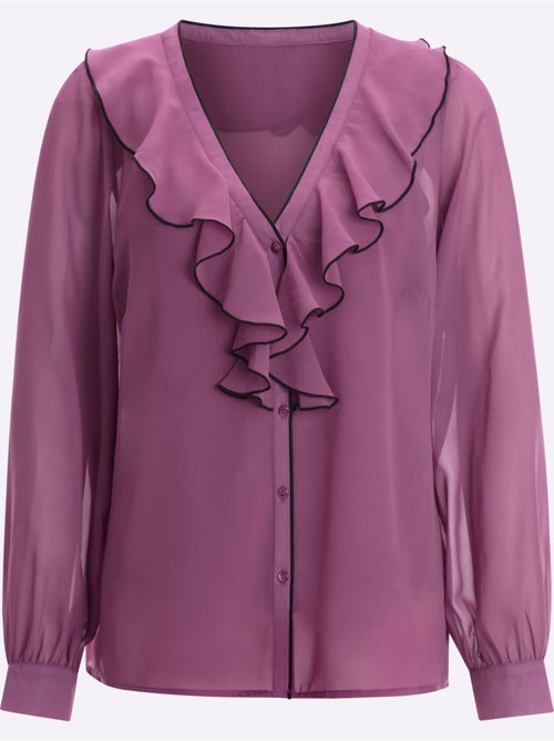 Chemisier à Manches Longues Volants à L'encolure - Taille Standard - Moda Vilona - Lot de 2 - Kiabi