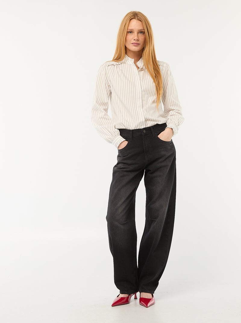 Chemisier à motif avec bouton fantaisie au col Blanc - Kiabi