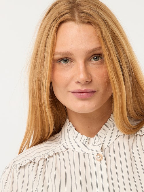 Chemisier à motif avec bouton fantaisie au col - Kiabi