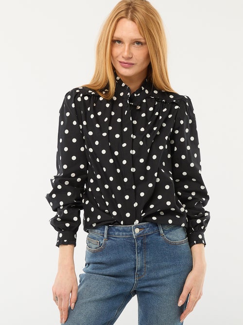 Chemisier à motif avec bouton fantaisie au col - Kiabi