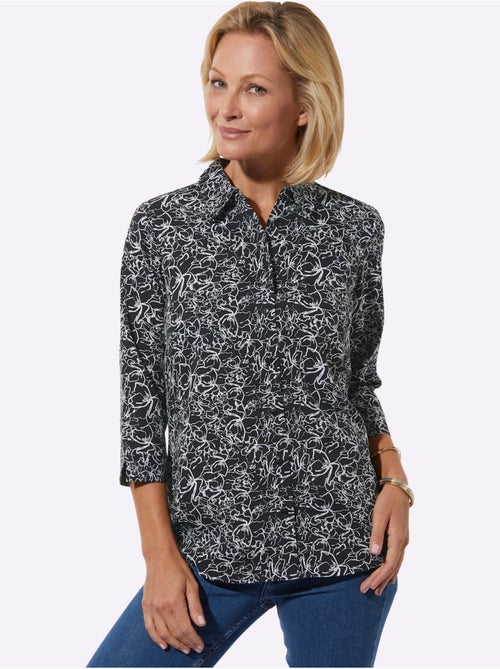 Chemisier à motif floral avec manches 3/4 et fente en polyester recyclé - Taille standard - Witt - Kiabi