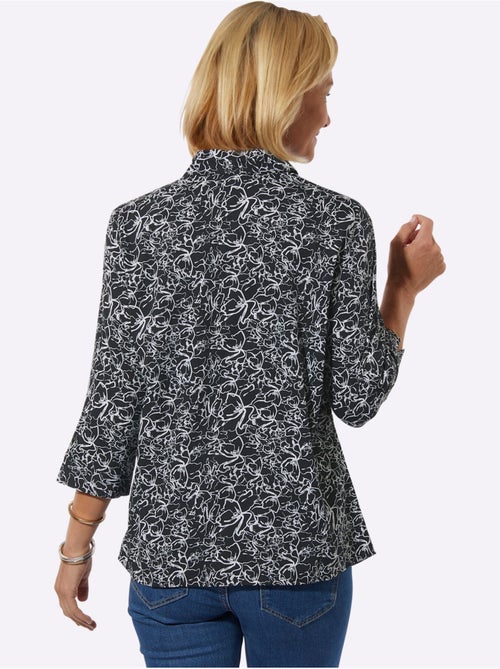 Chemisier à motif floral avec manches 3/4 et fente en polyester recyclé - Taille standard - Witt - Kiabi