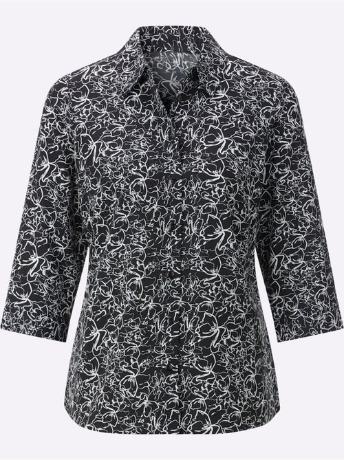 Chemisier à motif floral avec manches 3/4 et fente en polyester recyclé - Taille standard - Witt - Kiabi