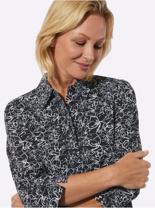 Chemisier à motif floral avec manches 3/4 et fente en polyester recyclé - Taille standard - Witt - Kiabi