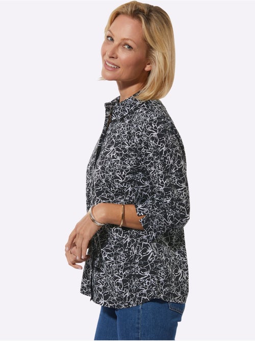 Chemisier à motif floral avec manches 3/4 et fente en polyester recyclé - Taille standard - Witt - Kiabi