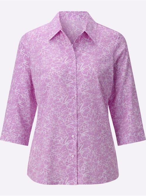 Chemisier à motif floral en polyester recyclé avec fente et manches 3/4 - Taille standard - Witt - Kiabi Chemisier à motif floral en polyester recyclé avec fente et manches 3/4 - Taille standard - Witt - Kiabi