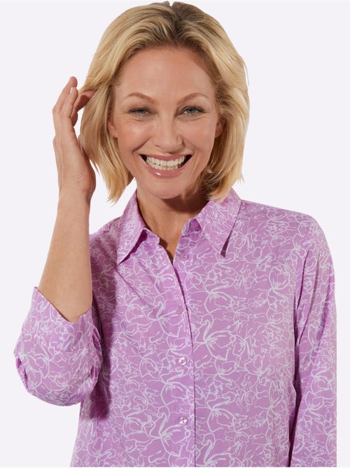 Chemisier à motif floral en polyester recyclé avec fente et manches 3/4 - Taille standard - Witt - Kiabi Chemisier à motif floral en polyester recyclé avec fente et manches 3/4 - Taille standard - Witt - Kiabi
