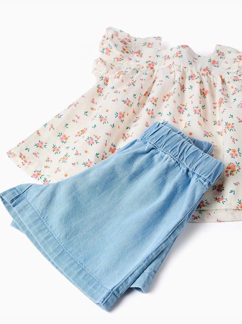 Chemisier à motif floral et short en jean - Kiabi Chemisier à motif floral et short en jean - Kiabi