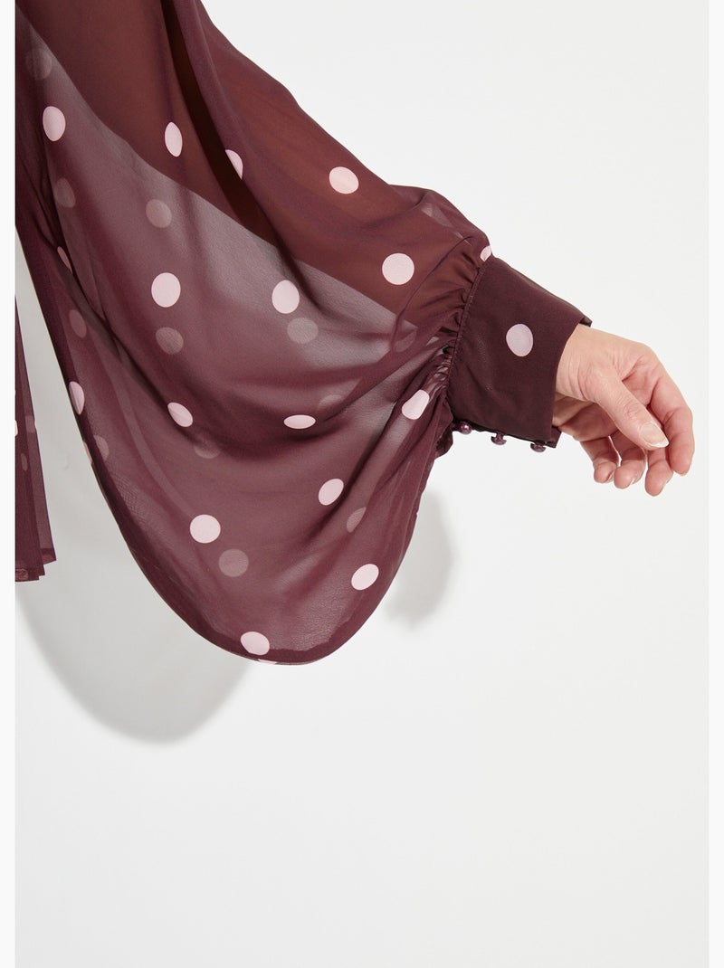 Chemisier à pois et manches bouffantes - afibel Bordeaux - Kiabi