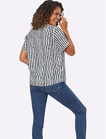 Chemisier à rayures avec col chemise et manches courtes - Taille standard - Witt