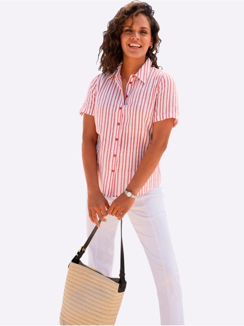 Chemisier à rayures avec col chemise et manches courtes - Taille standard - Witt - Kiabi