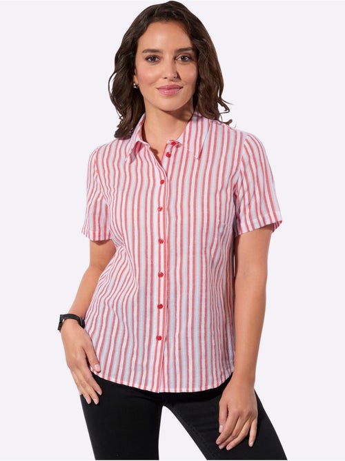 Chemisier à rayures avec col chemise et manches courtes - Taille standard - Witt - Kiabi