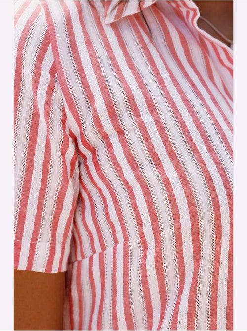 Chemisier à rayures avec col chemise et manches courtes - Taille standard - Witt - Kiabi