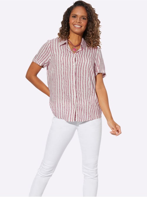Chemisier à rayures avec col chemise et manches courtes - Taille standard - Witt - Kiabi
