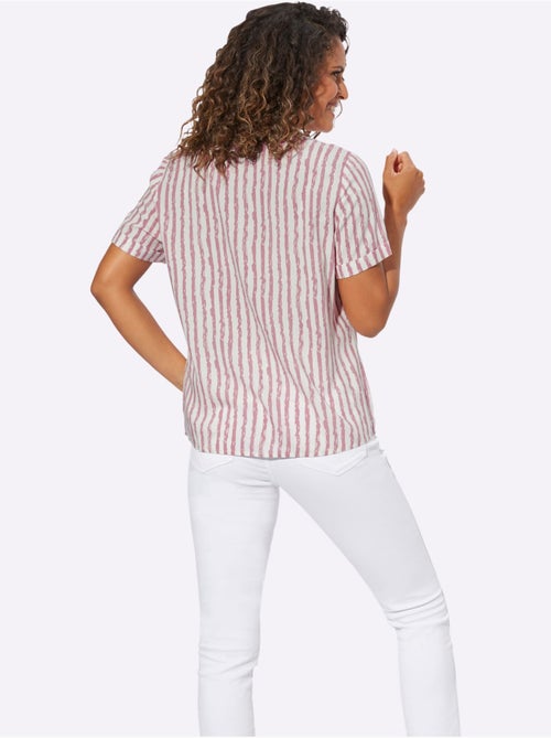 Chemisier à rayures avec col chemise et manches courtes - Taille standard - Witt - Kiabi