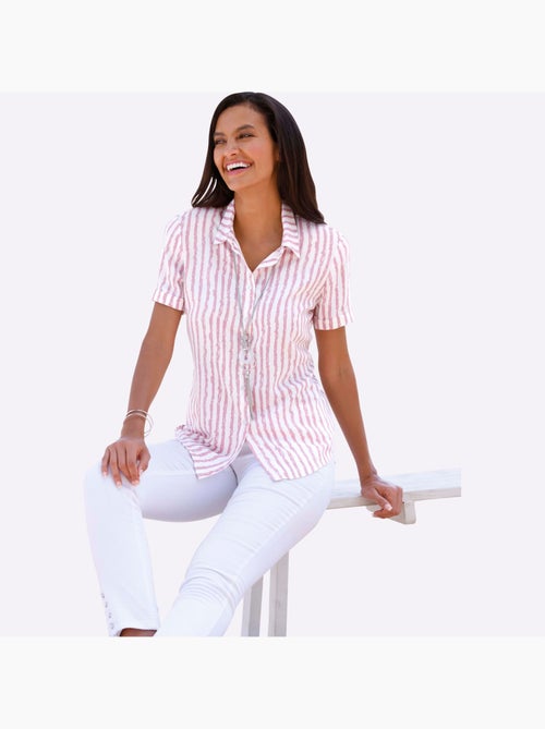 Chemisier à rayures avec col chemise et manches courtes - Taille standard - Witt - Kiabi