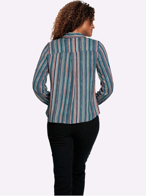 Chemisier à rayures avec col chemise et manches retroussables - Taille standard - Witt - Kiabi Chemisier à rayures avec col chemise et manches retroussables - Taille standard - Witt - Kiabi