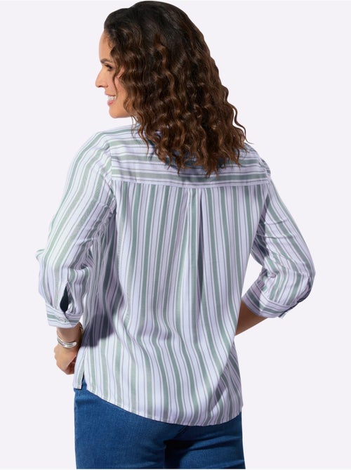 Chemisier à rayures en viscose avec col rond et manches 3/4 - Taille standard - Witt - Kiabi