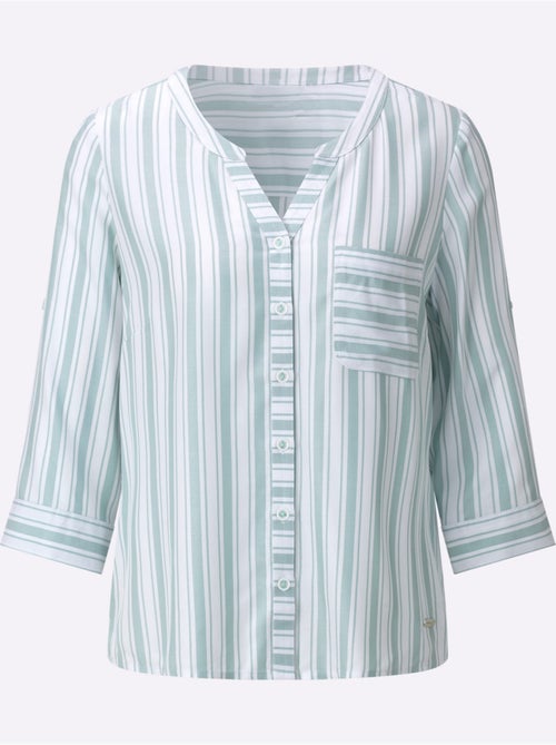 Chemisier à rayures en viscose avec col rond et manches 3/4 - Taille standard - Witt - Kiabi