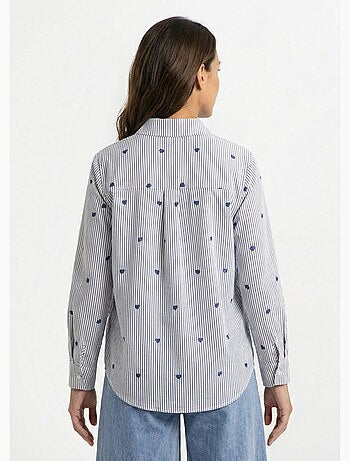Chemisier à rayures et broderies c¿urs - AFIBEL