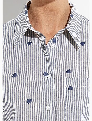 Chemisier à rayures et broderies c¿urs - AFIBEL