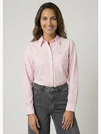 Chemisier à rayures et broderies c¿urs - AFIBEL