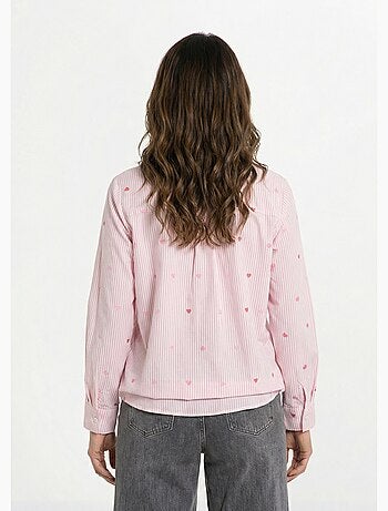 Chemisier à rayures et broderies c¿urs - AFIBEL