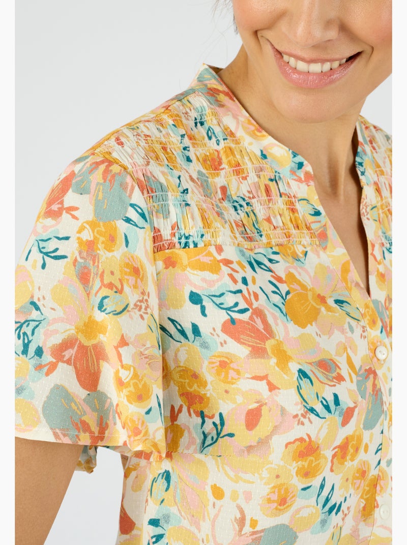 Chemisier à smocks Climatyl - Damart Jaune - Kiabi