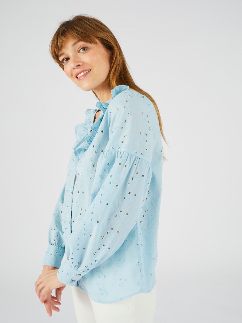 Chemise Robe à Volants English Laundry - Taille M, Style Plaid Bleu Et Blanc Rétro