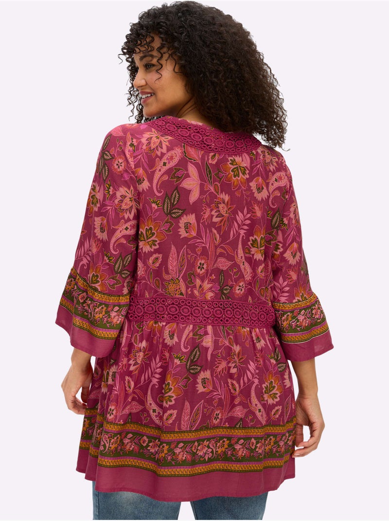 Chemisier à Volants Encolure V Tendance - Taille Standard - Sheego Rouge/Rose - Kiabi