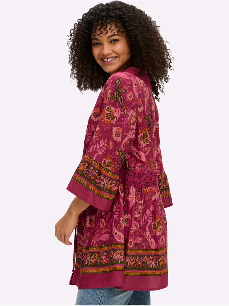 Chemisier à Volants Encolure V Tendance - Taille Standard - Sheego Rouge/Rose - Kiabi