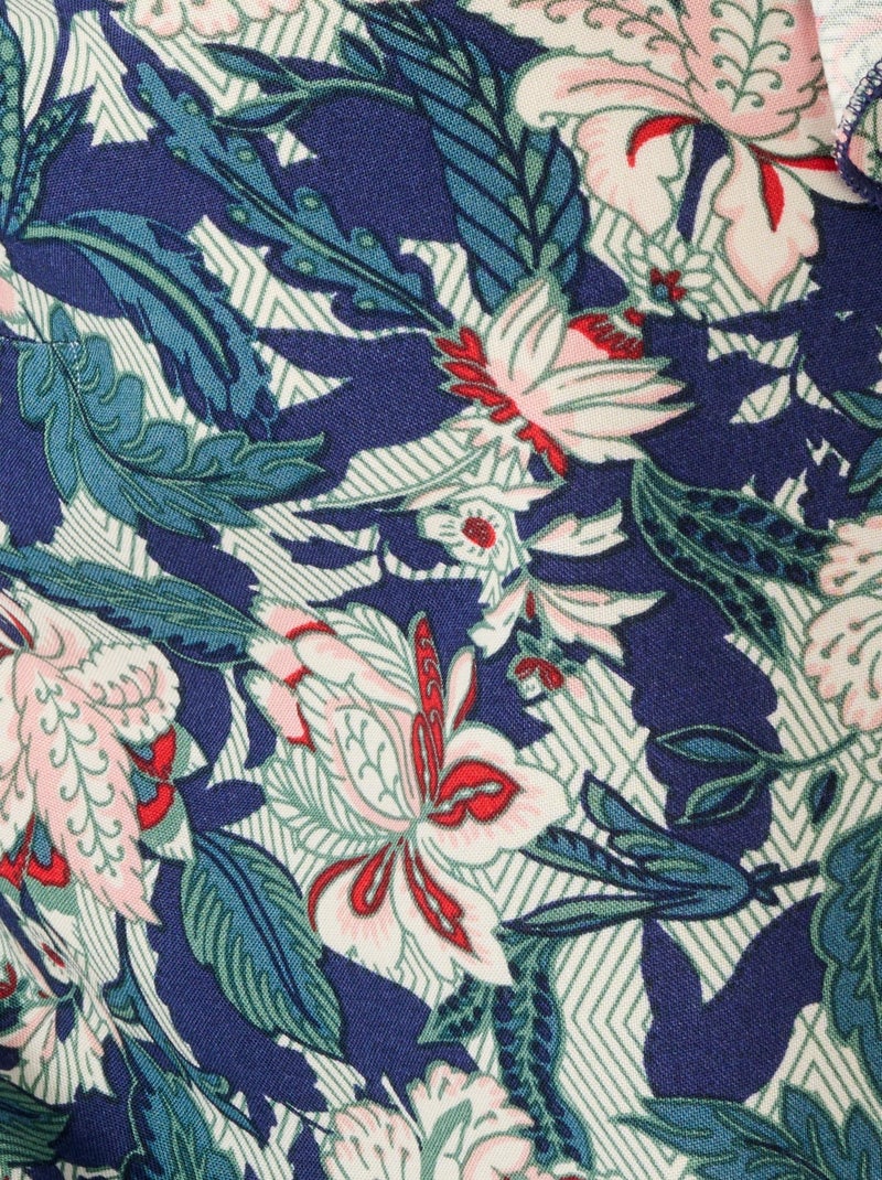 Chemisier à volants pure viscose - Damart Bleu - Kiabi