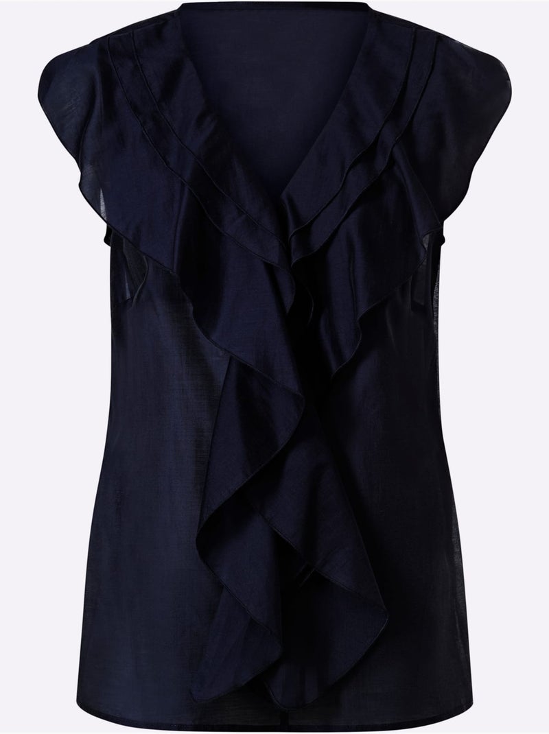 Chemisier à Volants Volants Affinants - Taille Standard - Helline Bleu marine - Kiabi
