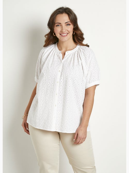 Chemisier ample coton brodé sans col - Afibel - Kiabi
