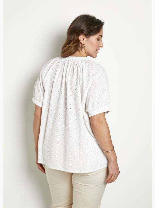 Chemisier ample coton brodé sans col - Afibel - Kiabi