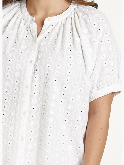 Chemisier ample coton brodé sans col - Afibel - Kiabi