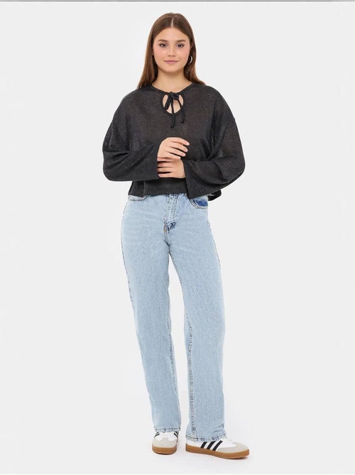 Chemisier ample en tricot à col rond avec détails noués - Kiabi Chemisier ample en tricot à col rond avec détails noués - Kiabi