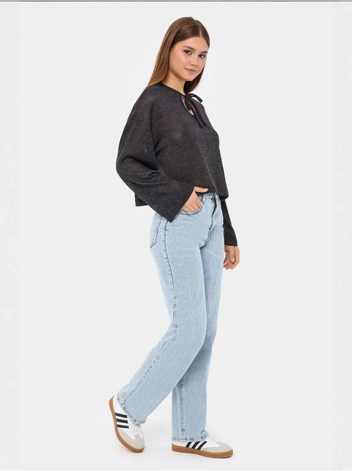 Chemisier ample en tricot à col rond avec détails noués - Kiabi Chemisier ample en tricot à col rond avec détails noués - Kiabi
