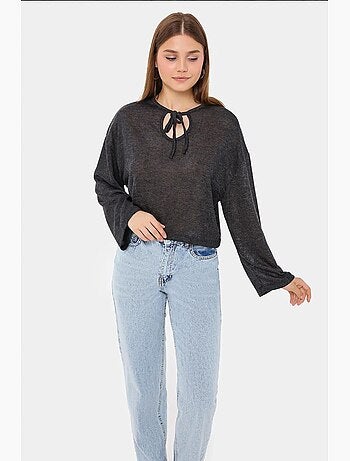 Chemisier ample en tricot à col rond avec détails noués hiccup