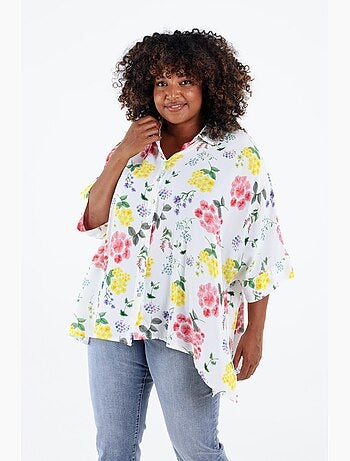 Chemisier ample en viscose imprimé floral PAPRIKA