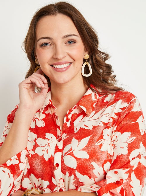 Chemisier ample long fleuri - Kiabi