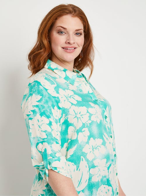 Chemisier ample long fleuri - Kiabi