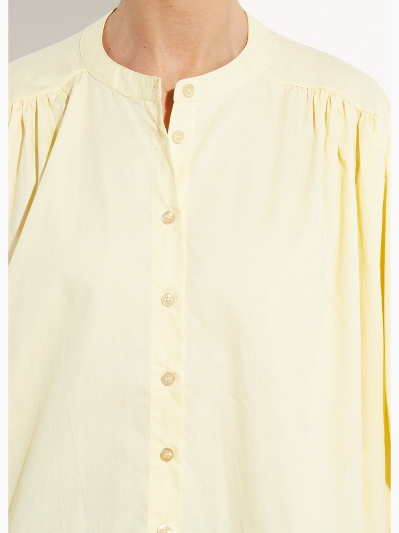 Chemisier ample manches brodées palmier - AFIBEL Blanc Jaune - Kiabi