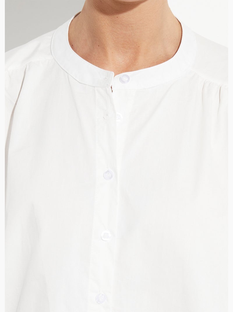 Chemisier ample manches brodées palmier - AFIBEL Blanc Rose - Kiabi