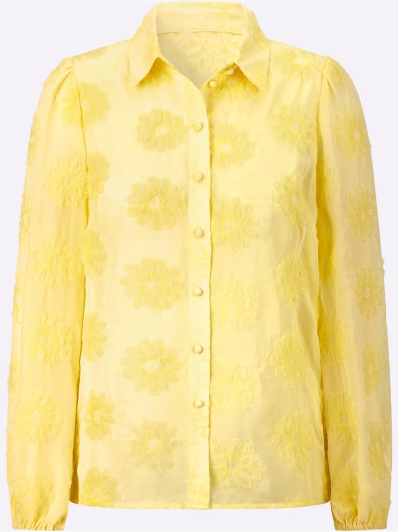 Chemisier Applications Florales - Taille Standard - Helline Jaune citron - Kiabi