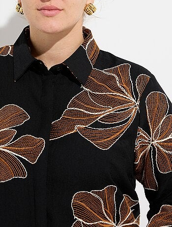 Chemisier avec broderies motif fleurs - afibel