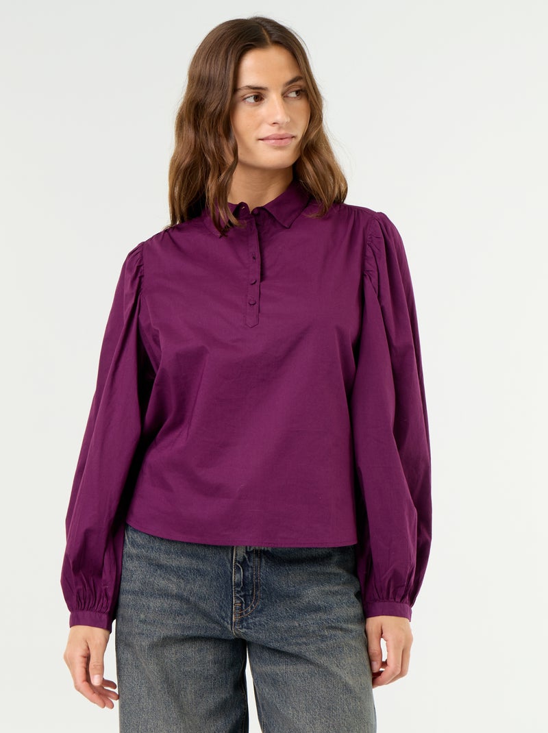 Chemisier avec col boutonné Violet - Kiabi